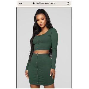 Fashionnova Green Ribbed Set (L)
